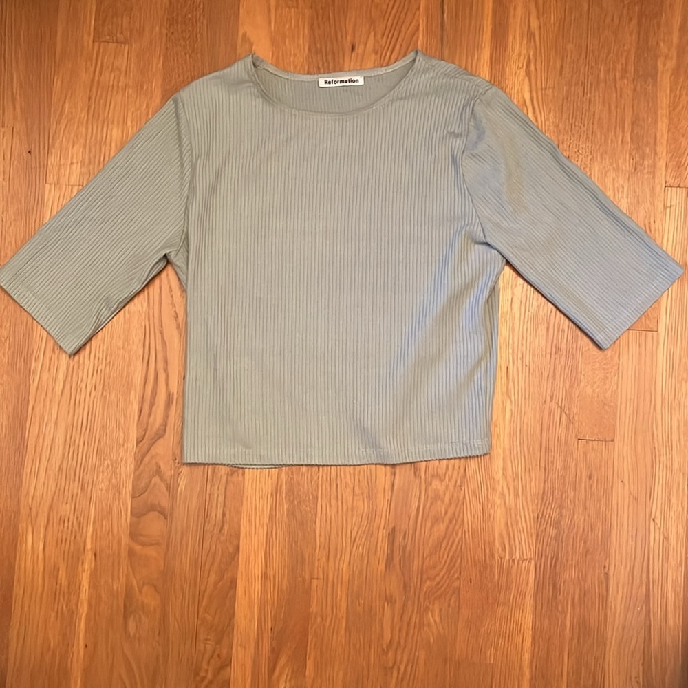 Reformation Pale Green Ribbed Top